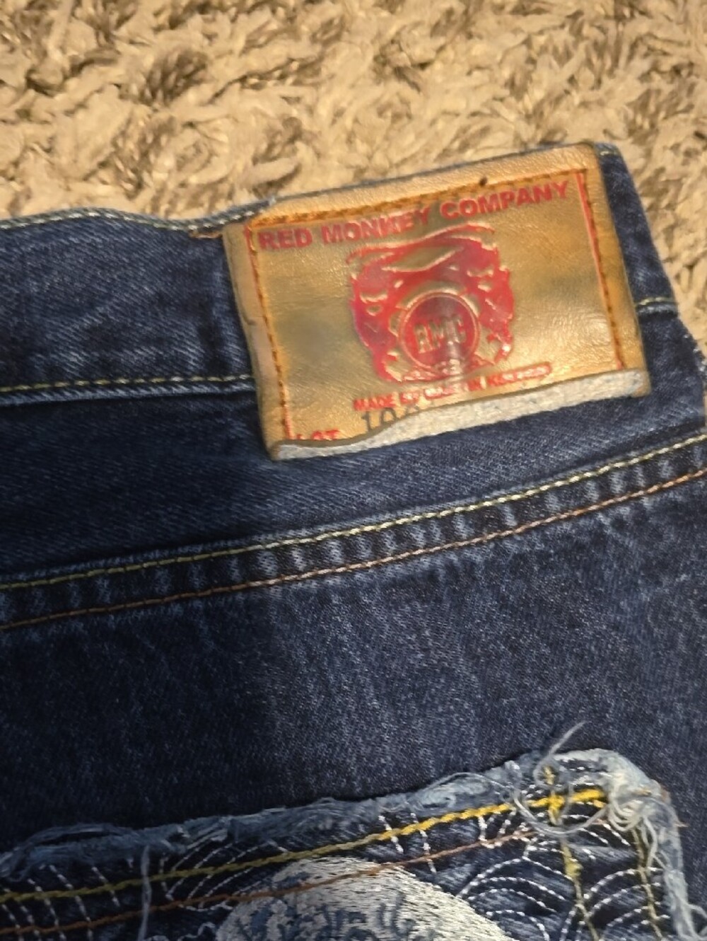 Men's Straight-Leg Red Monkey Jeans in Deep Blue - Picture 5 of 7